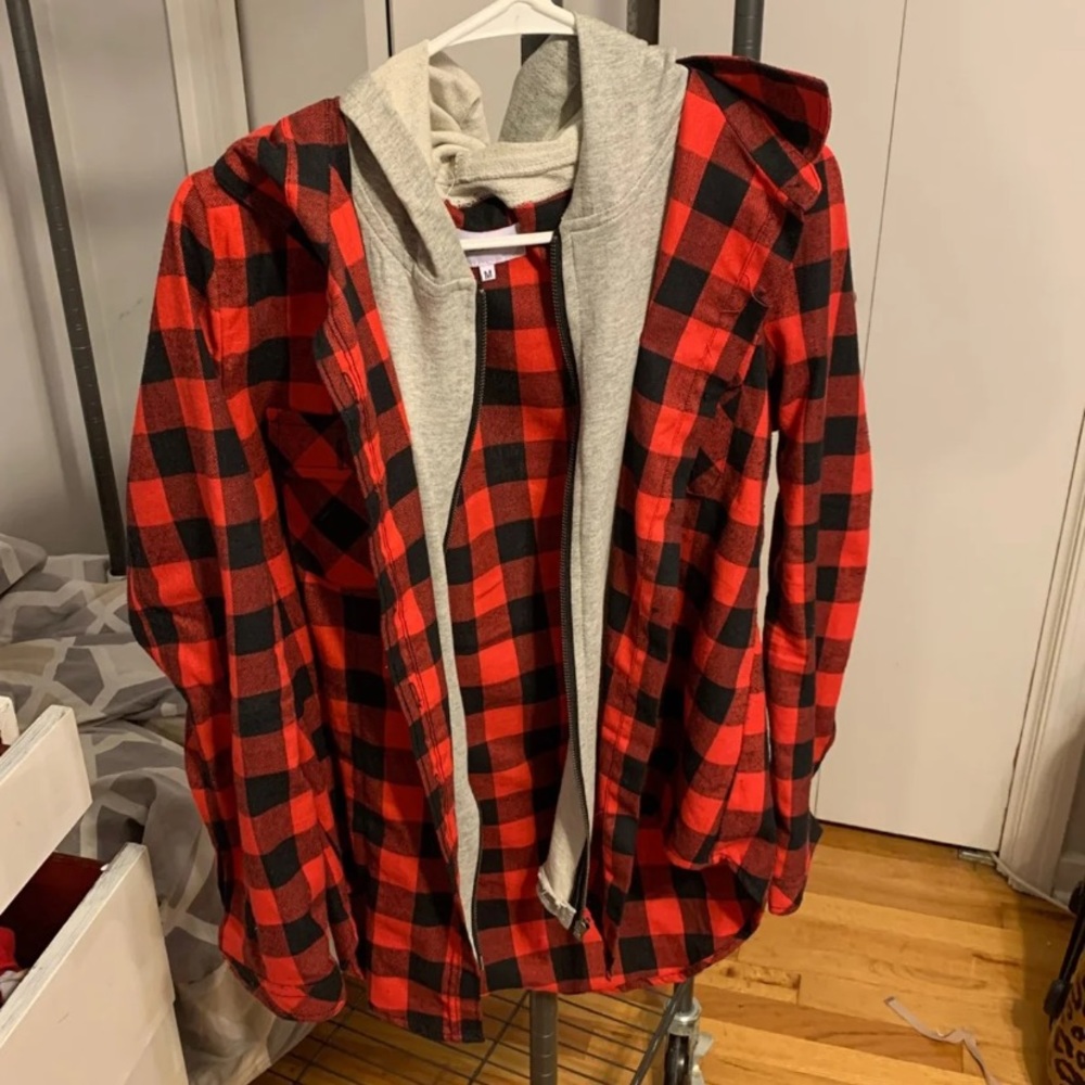 Pink lily hooded flannel